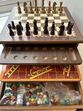 Wooden Games Set Chess Snakes & Ladders, Family Games Centre