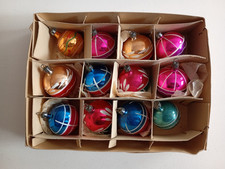 Box of 12 vintage Glass Christmas Baubles, Christmas Decorations