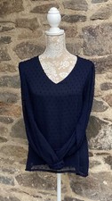 Vanessa Zani top size large L ladies women’s navy blue v neck