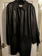 Stylish Black leather Coat Size UK 18 hardly worn, knee length