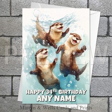 Otter birthday card: 5x7
