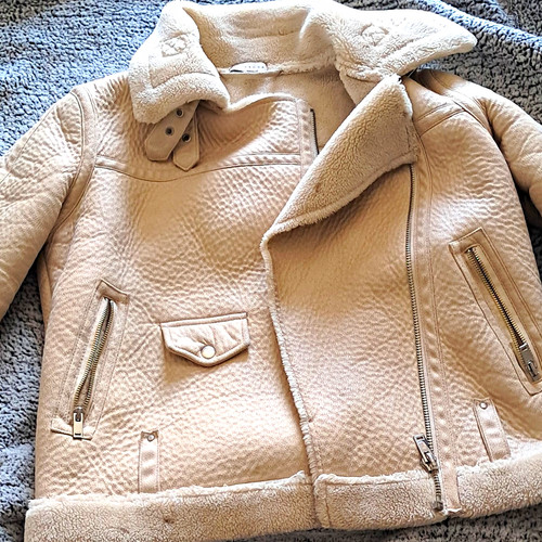 Topshop beige faux shearling - beige,