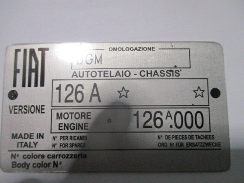 Plate chassis fiat 126a - id,