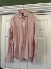 Gieves & Hawkes Savile Row London Pink Check Men’s Shirt Double Cuff Size 16”