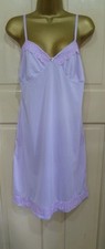 VINTAGE PRETTY LILAC SILKY NYLON SHORT FULL SLIP PRETTY LACE SIZE 10-12