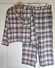 Cozee Home Brushed Cotton Flannel Longsleeve PJ Set, Pink/Grey Check, Size XL
