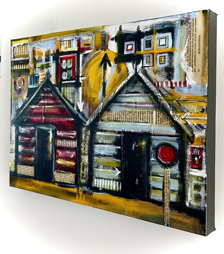 Beach huts original acrylic - huts,
