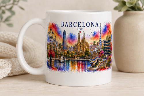 Barcelona mug colourful - barcelona,