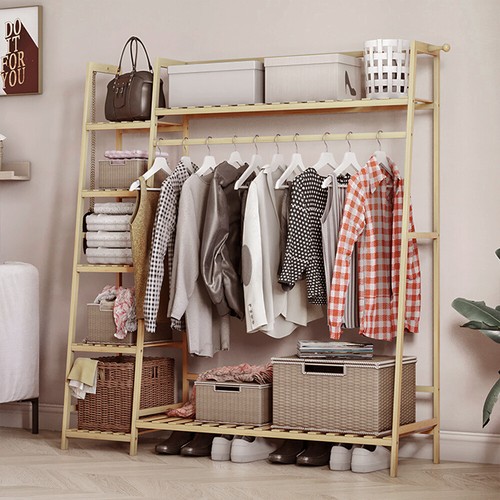 Wooden clothes rail hanging - clothes,