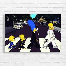 Simpsons Family Crossing City Street Canvas Print Large Picture Wall Art