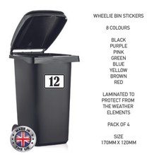 4 x Wheelie Bin Number Rubbish