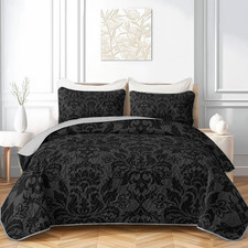 Gothic Black Damask King Quilt