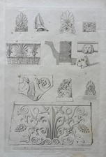 Antique 1823 Architectural Terra Cotta Engraving Lewis Vulliamy Henry Moses