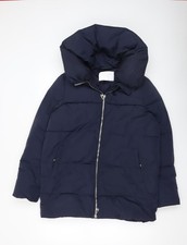Zara Woman Blue Hooded Puffer