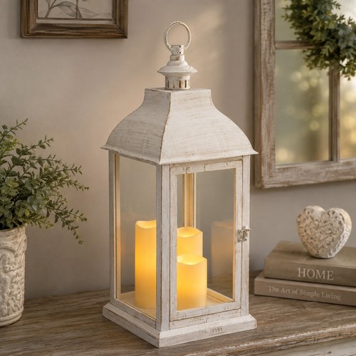 White washed triple led candle - triple,