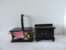 Dolls house Black Range cooker Aga & kitchen cupboad cottage core