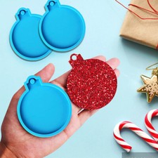 UK 2X Christmas Bauble Silicone Mould Resin Mold Plain Round Circle DIY Crafts