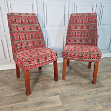 Pair 2 Antique Vintage Turkish Kilim Style Chairs - Bedroom Seat Cocktail Seats