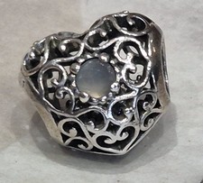 Genuine Pandora June Signature Heart Moonstone Birthstone Charm ALE925 791784MSG