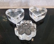Dartington Solid Glass Paperweights. Flower & Heart Designs x 3