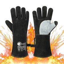 Welders Gauntlets Black Extreme Heat Resistant BBQ TIG MIG Welding Gloves  14"
