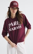 River Island Red Long Sleeve Paris Marais Sweatshirt.  Size UK M