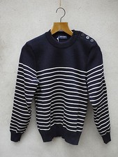 Breton Sailors Jumper - Binic by Saint James 100% Wool - Navy & Cream Stripe