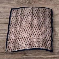 Vintage Marc O Polo Cycle Pattern Square Scarf Neck Tie Top Navy Blue Orange