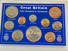 1953 Elizabeth II UNC Coin Set Inc Coronation Crown & 2B farthing #R