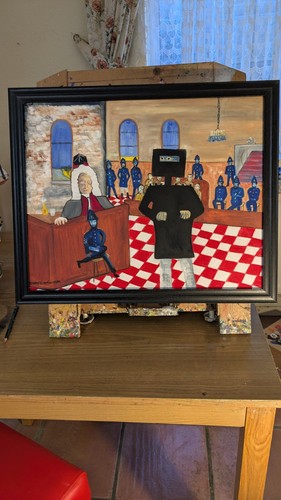 Naive oil painting - oil,