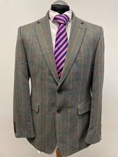 DUCHAMP TWEED SUIT JACKET/BLAZER WOOL/COTTON BLEND IN KHAKI CHECK 42R EXC (0189)