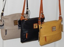 NWT VALENTINA Made in Italy Leather Top Zip  Yellow Taupe Crossbody Handbag