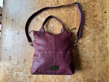FOSSIL BURGUNDY LEATHER BAG CROSSBODY ZIP STRAP KEY-PER HANDBAG