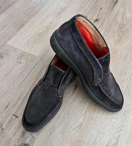 Santoni brown suede slip - suede, slip-on