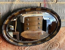 Edwardian/Victorian Bevelled Edge Wall Mirror | Oval Mahogany Frame