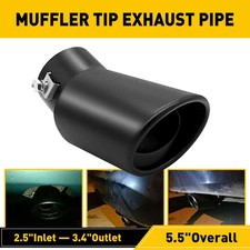 Bent Exhaust Tip Black Stainless Steel Tail Pipe 1.4-2.5" Inlet 62mm For VW BMW