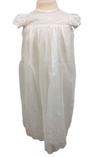 Baby Christening Gown 0-3 Months Ivory Tulle Embroidery Vintage Heirloom Used F1
