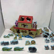 Melissa & Doug Noah’s ark wooden Shape Toy Animal Pieces Excellent Condition