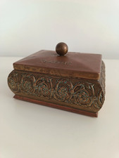 Vintage Brass Teatime Tea Caddy Box Tin