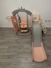 5 in 1 Multifunctional Kids Swing and Slide Set, Slide with Climb Ladder