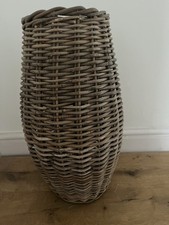 Vintage Rattan Wicker Basket Tall Vase Umbrella Stand 