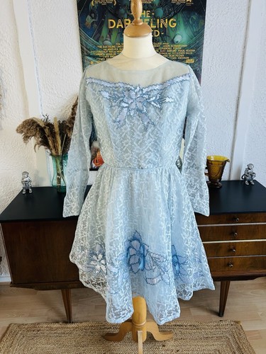 Vtg 50s baby blue - 50s, lace