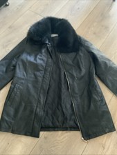 Wallis 100% Leather Jacket With Removable Fur Collar Size 14