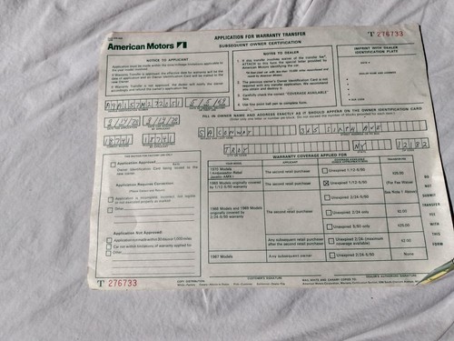 Amc nos warranty dealer amx - nos,