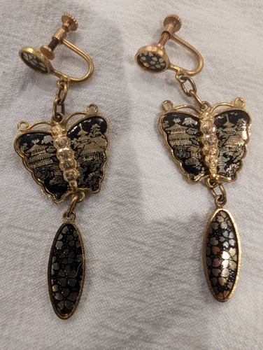 Japanese damascene earrings - japanese,