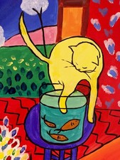 Cat with Red Fish Chat Aux