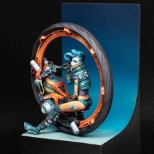 1/24 Resin Steampunk Model Kit Beautiful Girl Rebel Monowheel Bike Unpainted