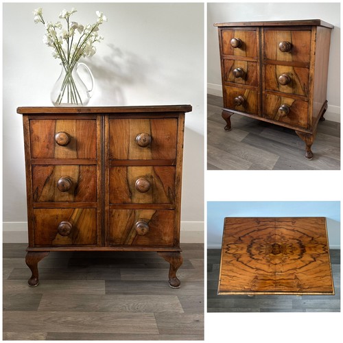 Rare antique burr walnut chest - antique,