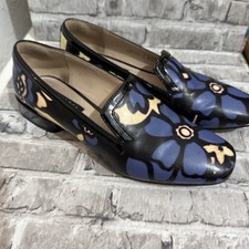 Clarks V&A Series Patent Leather Blue/Cream Floral Loafer Brogue Shoes UK 3 -VGC