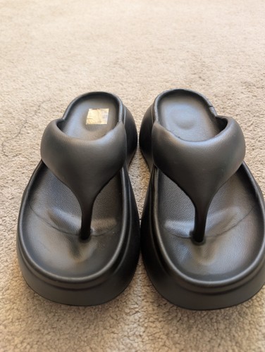 Black platform wedge heel - black,
